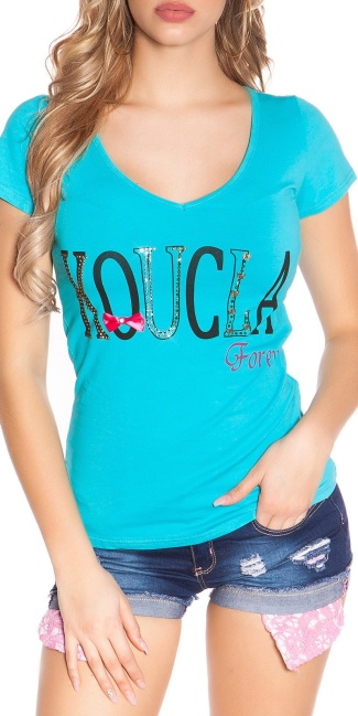 Trendy Forever Shirt with Lace Turquoise